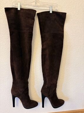Giuseppe Zanotti Dark Brown Over-the-Knee Suede Stiletto Boots